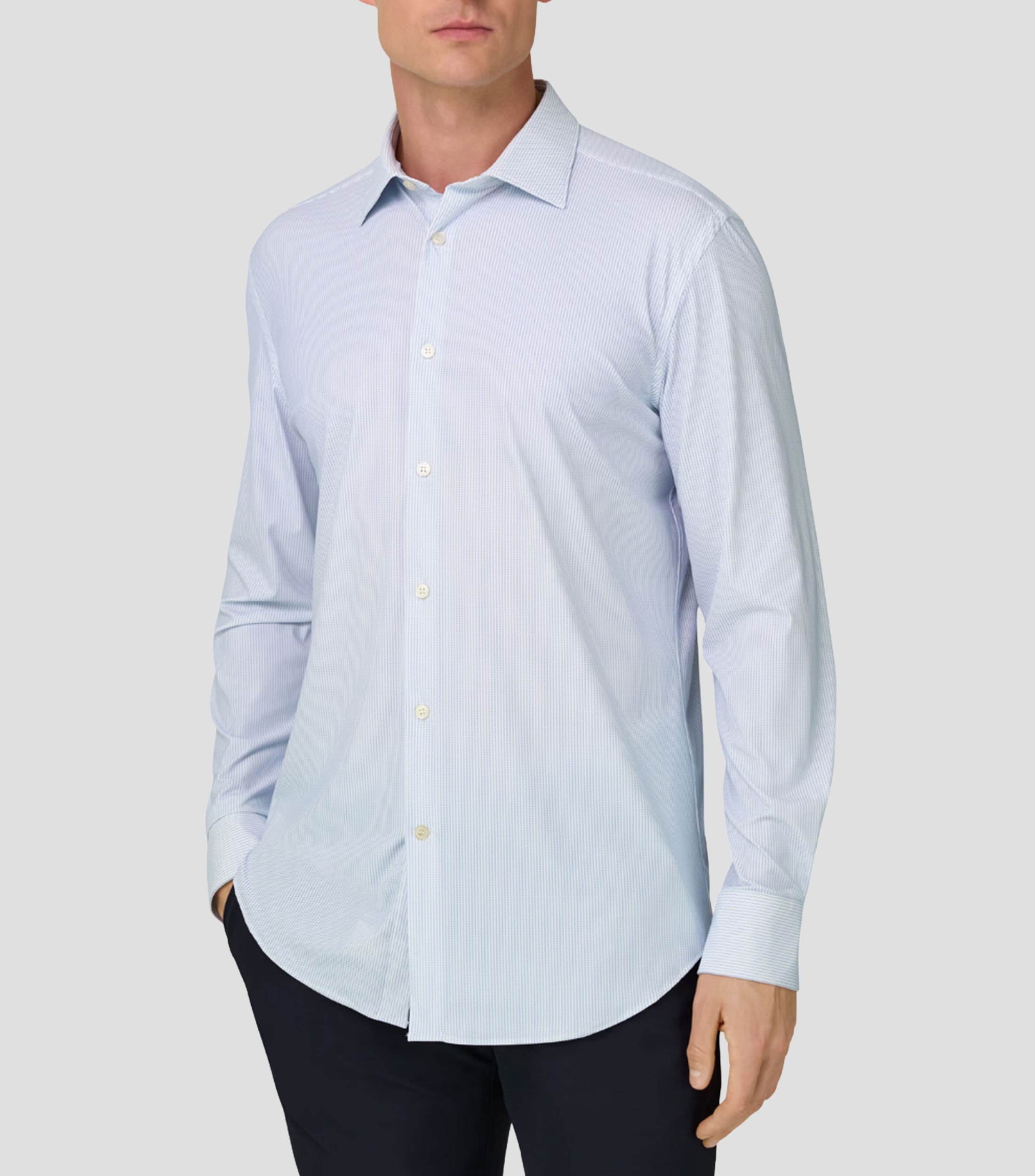Camisa con microdiseño manga larga Hombre